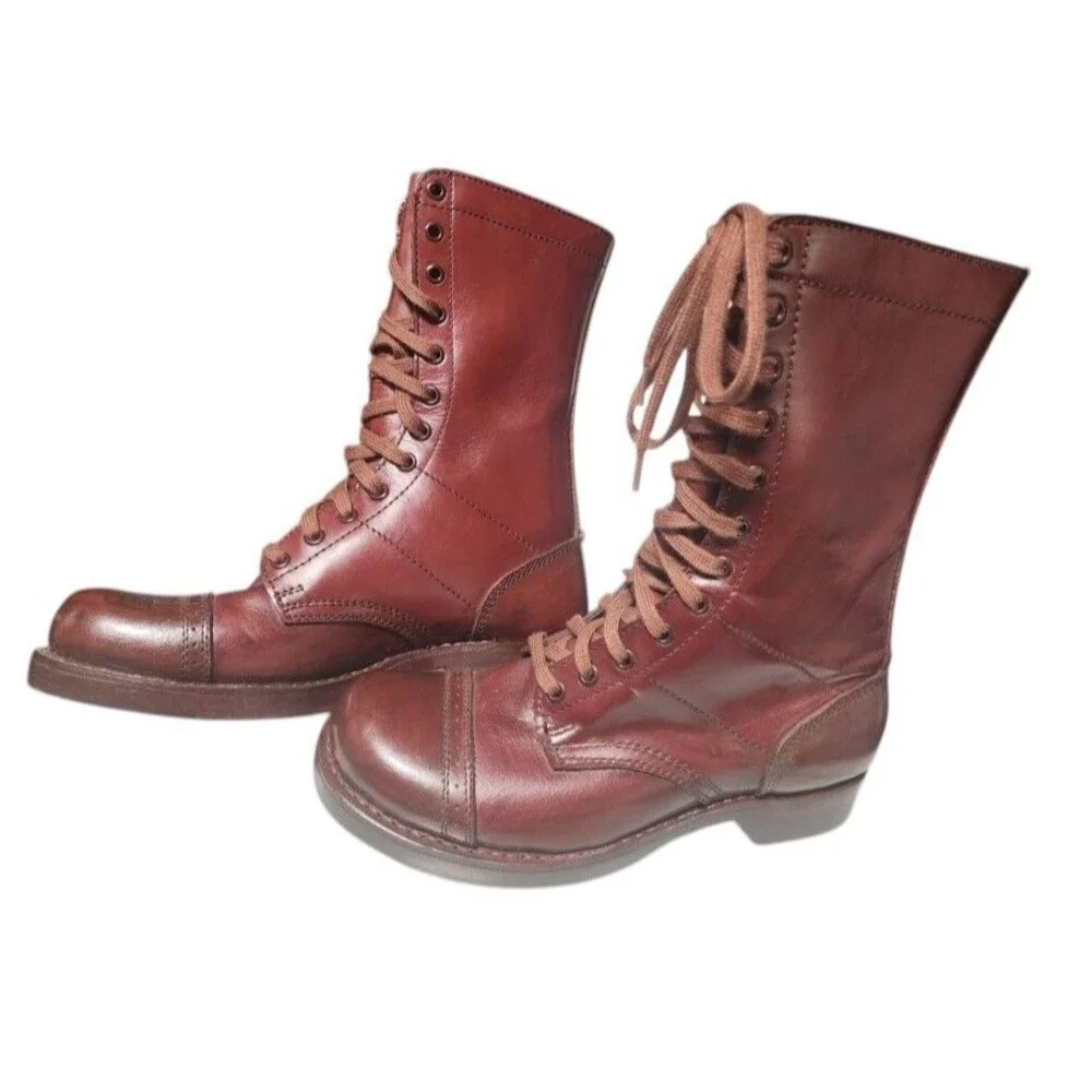 WWII Paratrooper Boots Corcoran Brown Leather Jump Boots M 7 W 9 Handmade